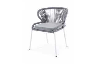 MR1001588 стул из роупа, каркас алюминий светло-серый шагрень, роуп бирюзовый, ткань светло-серая